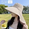 2026 Novo Xale Feminino de Verão Versátil com Aba Larga Chapéu de Proteção Solar Chapéu de Sol Proteção do Pescoço Proteção UV Guarda-sol