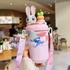 Taza Aislada Judy de Zootopia Taza con Popote Linda para Niña Alto Valor Taza de Agua para Niños Estudiantes al Aire Libre Regalo