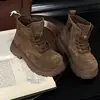 Botas Martin de couro macio infantis para meninas, novo modelo outono e inverno 2026, botas curtas com salto grosso e sola grossa para meninas, estilo com zíper lateral e sola macia