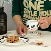 Conjunto Criativo de Xícara e Pires de Cerâmica Flor Tulipa Coreana para Casa Café Loja de Café Xícara e Pires de Café com Leite Xícara de Chá da Tarde