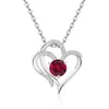 Collar de Plata de Ley S925 con Doble Capa en Forma de Corazón Incrustado con Diamantes de Amazon, Transfronterizo Europeo y Americano, para Mujer, con Doce Piedras de Nacimiento, Cadena Versátil para Clavícula