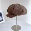 Gorra Octagonal de Mezcla de Lana Estilo Japonés para Mujer, Gorra Calentita de Otoño e Invierno con Brillos de Pedrería y Lentejuelas, Gorra de Panadero, Gorra de Equitación