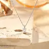 Pingente de diamante retangular em formato de gota d'água em prata de lei S925 para mulheres, corrente de clavícula de luxo leve e de alta qualidade, colar versátil e requintado para presente