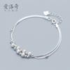 Nalan Prata S925 Feminino Moda Estilo Coreano Pulseira de Bola Fosca Contas Elegantes Pulseira de Camada Dupla Joias S2213