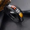 Pulseira de Couro Amarelo e Vermelho com Pedra Olho de Tigre, Multicamadas, Tecida à Mão, Moda Europeia e Americana, para o Dia a Dia, Mais Vendida na Amazon, Atacado, em Estoque