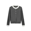 Cardigan Preto de Malha com Gola Redonda e Mangas Longas com Pedraria Pesada para Mulheres, Novo Estilo Primavera 2026, Top de Alta Qualidade Elegante e que Reduz a Idade