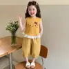 Conjunto de Ropa de Verano para Niñas 2026 Nuevo Chaleco sin Mangas de Gato KT para Niños Pantalones Finos de Verano Anti-Mosquitos Conjunto de Dos Piezas de Verano