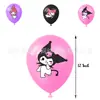 Decoración para fiesta de cumpleaños con temática de Kuromi, tarjeta de pastel con bandera de Kuromi, globo, espiral, tarjeta de invitación con dije