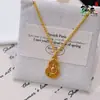 Collar Colgante de Calabaza Triturada Hielo de Moda para Mujer, Nuevo Estilo Chino Retro Dorado Brillante Collar de Fortuna y Prosperidad