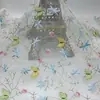 Tela de Bordado Floral de Malla Hecha a Mano con Hilo Multicolor Tela Bordada para Camisola Hanfu