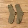 Meias Grossas Quentes de Frio com Forro de Fleece e Textura de Toalha para Mulheres, Cor Sólida, Meia até a Panturrilha para Casa, Meias de Lã de Coelho com Textura de Toalha para Mulheres