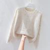 Suéter de Mujer 2024 Nuevo Holgado Ropa Exterior Estilo Lazy Suéter Blanco Top Interior Rosa Camiseta Base de Mujer Otoño e Invierno
