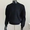 Suéter de tricô preto com listras verticais Cleanfit, estilo masculino, estética old money, casual, gola pequena, corte reto, adequado como camada base