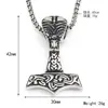 Vikingo nórdico vintage Martillo de Thor brújula aoding logo acero de titanio colgante para hombre collar de moda personalizado
