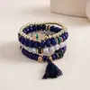Juego de cuatro pulseras de acrílico con cuentas y diamantes incrustados de estilo europeo y americano, con un diseño único, retro y exagerado, perfecto para ventas transfronterizas