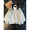 Sudadera con Capucha de Bloques de Color Americano para Hombre Otoño Peso Pesado Cardigan Chaqueta Oculta con Múltiples Bolsillos Top de Corte Limpio