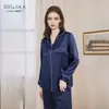 Comercio Exterior Transfronterizo Pijama de Seda Genuina para Mujer Verano Nuevo Manga Larga Pantalón Largo 100% Seda de Morera Delgado Conjunto de Ropa para el Hogar