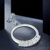 Anel de Moissanita Feminino Anel S925 Anel de Fileira Princesa com Cinco Diamantes Anel de Coroa Exportação Transfronteiriça Fábrica de Joias Atacado