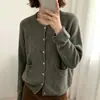 Otoño 2026 Nuevo Estilo Coreano Cuello Redondo Botón Dulce Oso de Miel Cardigan de Lana Abrigo Suéter de Punto Top de Manga Larga para Mujer