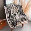 Bufanda Gruesa de Jacquard Paisley de Doble Cara de Faux Cachemira para Viaje, Chal Versátil de Estilo Étnico Vintage para Primavera y Otoño