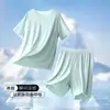 Conjunto Deportivo de Canalé Estilo Pijama para Hombre, Camiseta de Manga Corta de Verano, Camiseta de Baloncesto, Conjunto de Dos Piezas con Shorts Casuales, Tendencia Estilo Coreano