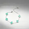 Acero Inoxidable Galvanizado Trébol de Cuatro Hojas Cielo Estrellado Concha Multicolor Concha Pulsera de Trébol de Cuatro Hojas Lujo Ligero Moda de Nicho Pulsera