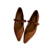 Zapatos Mary Jane Grises Estilo Tweed Punta Cuadrada para Mujer 2025 Nuevos de Primavera Versátiles Tacón Grueso Francés Zapatos de Oficina