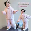 Pijama engrosado para niñas, conjunto de invierno con dibujos animados, cárdigan infantil, ropa de estar cálida de forro polar, pijama de bebé para invierno