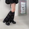 Nuevas Calcetines de Encaje Pierna Ancha Calcetín Largo Negro Chica Caliente Estilo Japonés de Moda Cubre Pierna de Bocina Calcetín de Pierna Pequeñajk