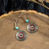 Aretes Turquesa Bohemios Europeos y Americanos Retro Búho Geométricos Atrapasueños Pluma Borla Aretes Mujeres
