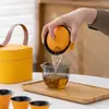 Juego de té de viaje para regalo de empresa, taza exprés, una tetera, tres tazas, tazón portátil con tapa, juego pequeño para exteriores, traje de Kung Fu de alta gama