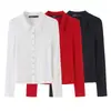Comercio Electrónico Transfronterizo Otoño Ins Ropa Femenina Europea y Americana Manga Larga Solapa Casual Botones Camisa Top