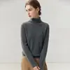Estilo simples 100% caxemira pura malha sem costura suéter de gola alta feminino versátil slim fit mostra corpo fino suéter de base