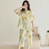 [Algodón Puro] Pijama de Verano para Mujer de Manga Corta, Conjunto Casual Delgado de Dos Piezas, Conjunto de Ropa para Casa de Verano