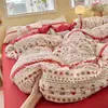 Juego de ropa de cama de cuatro piezas de algodón lavado grado A, nuevo estilo 2026, funda de edredón, sábana plana y sábana ajustable, adecuado para dormitorios de estudiantes, juego de tres piezas, talla 4
