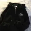 Moletom com zíper e estampa criativa de cachorrinho dorminhoco estilo Hong Kong para homens e mulheres, jaqueta cardigã simples versátil da moda para o início do outono, modelagem solta