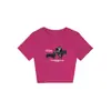 Nova Camiseta Branca de Verão com Gola Redonda, Corte Slim, Manga Curta para Mulheres com Estampa de Cachorro Estilo Americano, Top Curto Picante