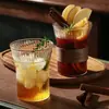 Vaso de Sake Estilo Japonés Vaso de Cóctel Vaso de Jugo de Alto Valor Vaso de Agua Taza con Funda de Bambú Creativa Taza con Patrón Vertical Taza para Café Cold Brew