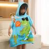 Poncho Bata de Baño Grande de Microfibra para Niños con Capucha, Ponible, Estampado Reactivo, 110-165cm