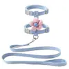 Arnés y Correa Florales Transfronterizos para Gato, Arnés Ajustable en Forma de H Anti-Escape, Correa Específica para Paseo de Gatos