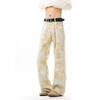 Cleanfit Tie-Dye Jacquard Jeans Bootcut para Hombre Estilo Americano Vibe Pantalones Marca Trendy Hoja de Sauce Cimitarra