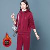Conjunto Casual de Moletom com Capuz Espesso Forrado em Lã para Mulheres, Novo Estilo Outono e Inverno 2025, Jaqueta com Zíper, Corte Ajustado, Conjunto de Duas Peças