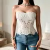 Sutiã Sexy de Renda com Barbatanas Personalizado, Sutiã Americano Retrô com Cadarço, Top Curto Hot Girl Slim-Fit que Afina a Cintura