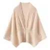 Novo cachecol xale de outono e inverno, cardigã de cashmere, design jacquard multifuncional, botões de pérola, quente e protetor para ombros e pescoço, aquecedor de pescoço versátil