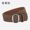 Cinturón Ancho Retro Escarchado Maillard para Mujer Vestido Decorativo Cinturón para Jeans Moda Gamuza Cuero Genuino Cinturón para Mujer