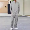 Conjunto de Dos Piezas para Hombre: Sudadera con Cremallera a Media Altura de Color Sólido con Cuello, Sudadera con Capucha y Pantalones - Nuevo para Primavera y Otoño 2026