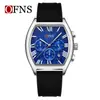 Ofns Nuevo Reloj de Forma de Barril Más Vendido Multifuncional Impermeable Luminoso Romano para Hombre Pequeño de Tres Manecillas con Calendario Reloj de Cuarzo