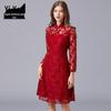 Vestido Cheongsam Melhorado Europeu e Americano Renda de Lã Tridimensional Vestido de Noivado Torrada para Casa Uso Diário Vestido de Tamanho Grande