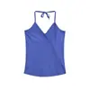 Top regata feminino estilo girl poderosa com decote em V profundo e gola cruzada, novo para o verão, cintura alta, caimento justo, top interno curto versátil