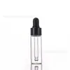 Frasco Conta-gotas Portátil de Borracha Preta 16mm Frasco de Vidro Transparente Frasco para Óleo Essencial Frasco Dispensador de Líquido Essencial Venda por Atacado